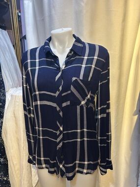 Rails Navy and White Plaid Button-Down Shirt - Men's